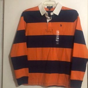 🔥Orange and blue stripe polo🔥